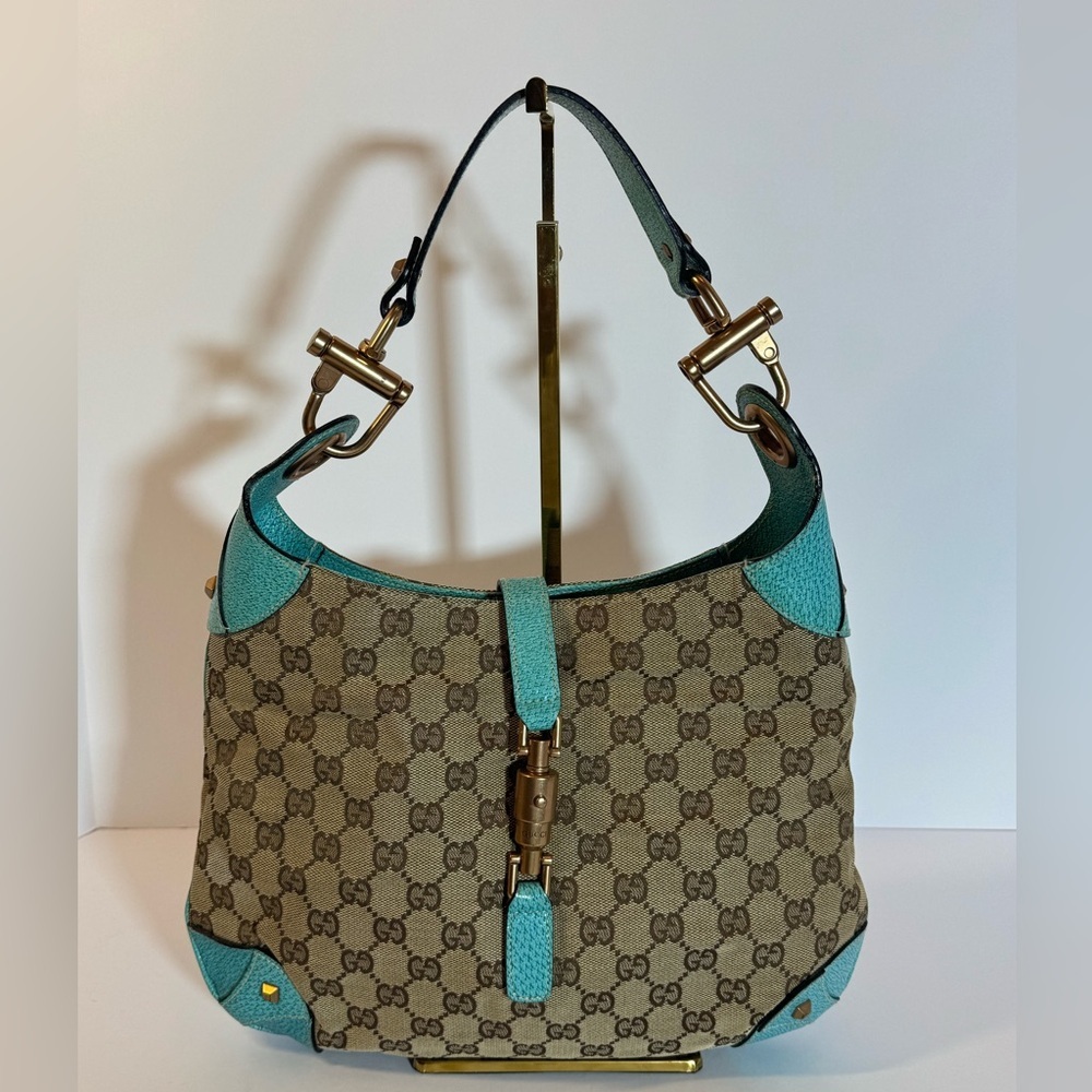 Gucci Tan and Teal Jackie Shoulder Bag